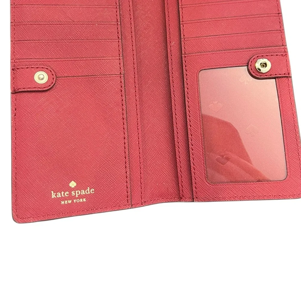 Kate Spade Eva Small Satchel Crossbody Bag‎ + Wallet Red Pebbled Leather Gold